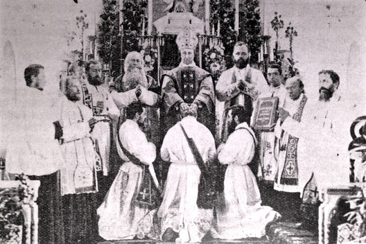An ordination in the old Trondheim church of the Sacred Heart in 1885